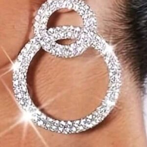 Sparkling Silver Circle Earrings